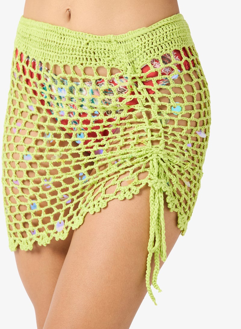 Ginger Sequin Crochet Tie Up Sarong - Image 4